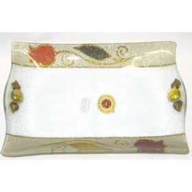 Artistic "Tulips" Glass Tray 8.5" x 6" Made in Israel By Lily ART