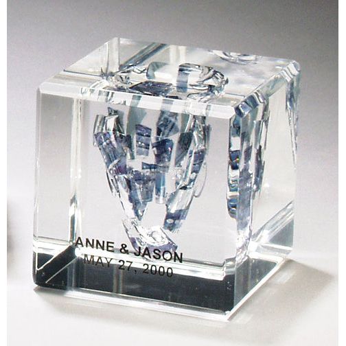 Mazel Tov Lucite Cube - Unique Wedding Glass Gift