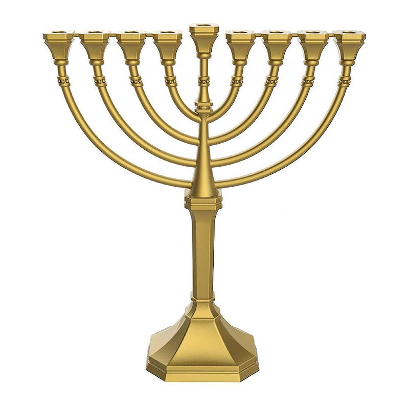 Classic Chanukah Menorah 9.5" x 8" in Satin Gold