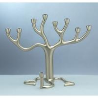 Tree of Life Menorah Large Brushed Nickel Comes in Gift Box