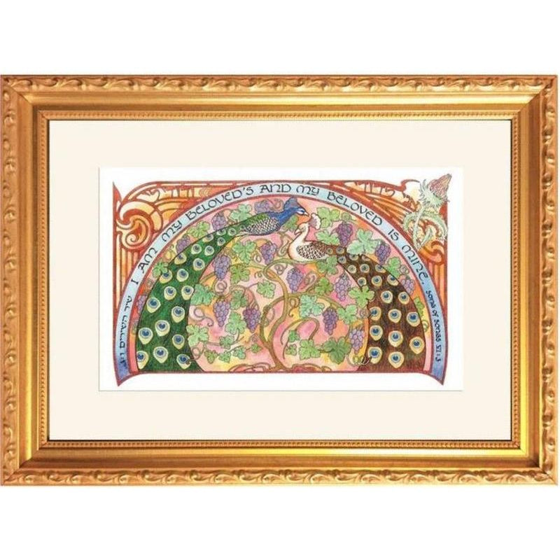Ani L'Dodi V'Dodi Li I Am My Beloved's Custom Framed Jewish Art by Mickie Caspi Wedding