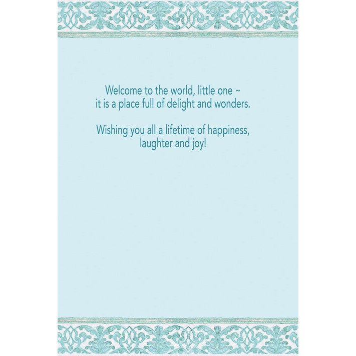 Mazel Tov on the Birth of a Baby Boy Jewish Art Greeting Card by Mickie Caspi