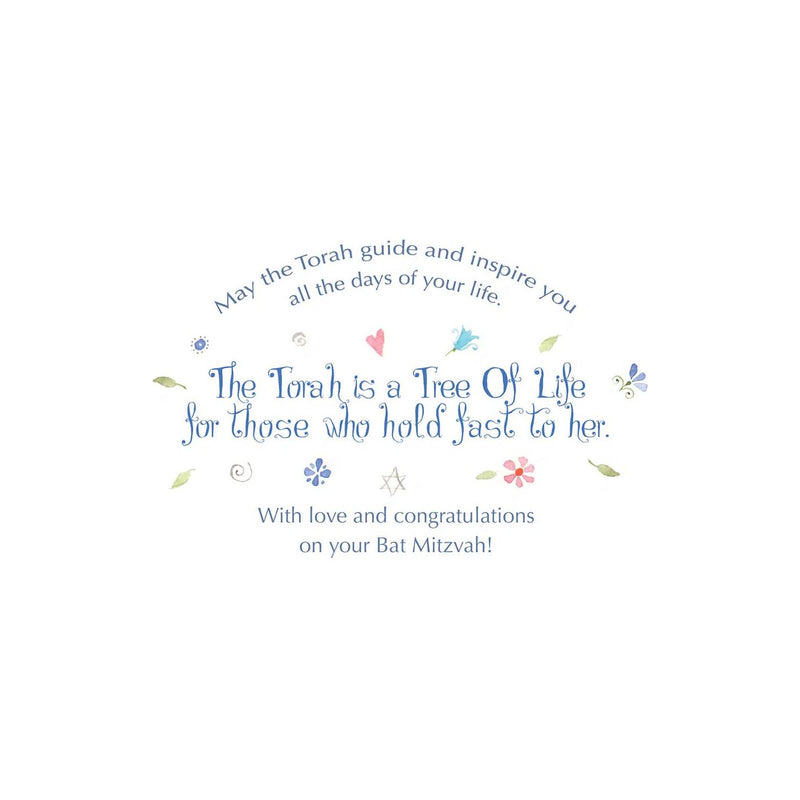 Mazel Tov on your Bat Mitzvah Torah Jewish Art Greeting Card by Mickie Caspi