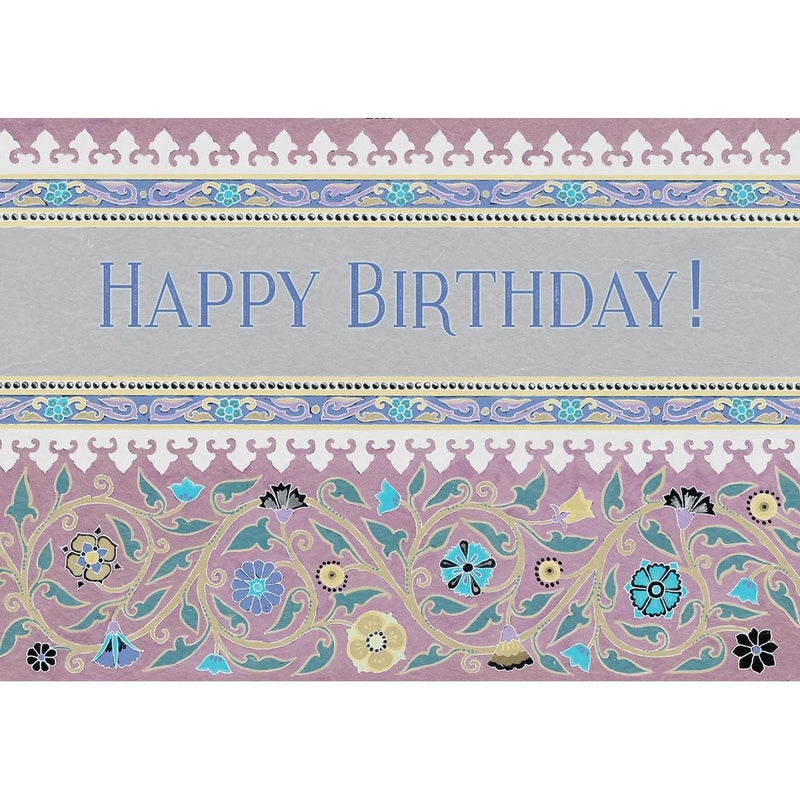 Happy Birthday Floral Jewish Art Greeting Card by Mickie Caspi