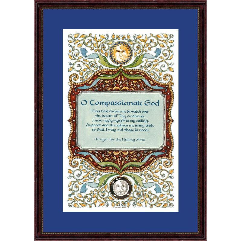 Prayer Blessing for the Healing Arts Custom Framed Jewish Art by Mickie Caspi