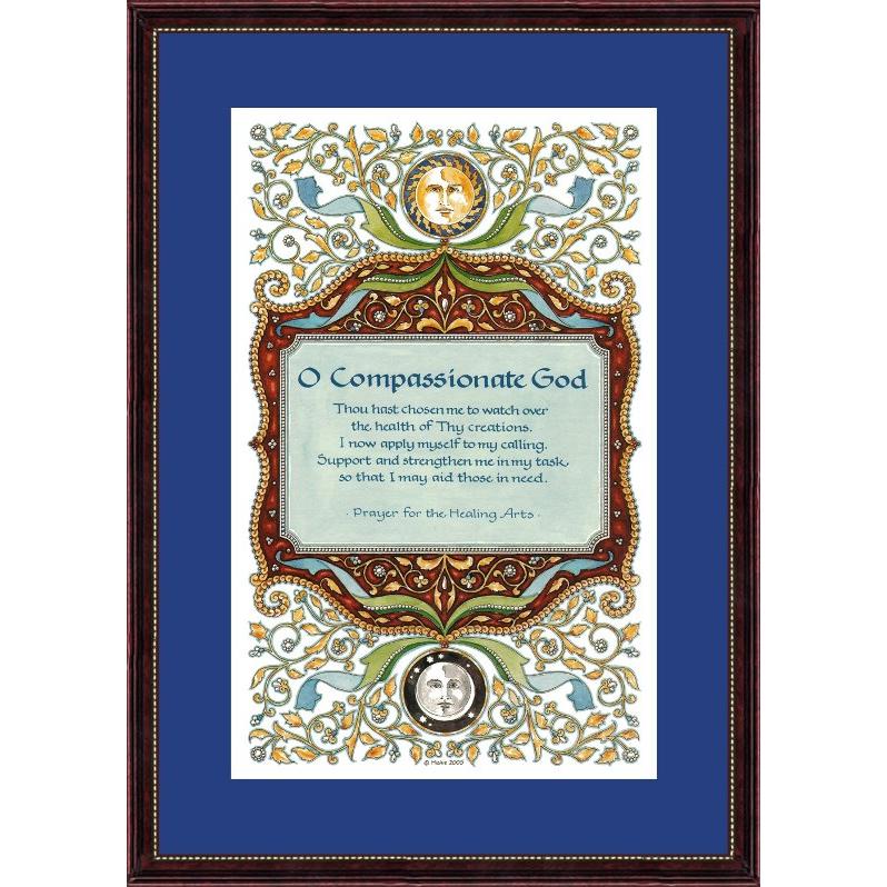 Prayer Blessing for the Healing Arts Custom Framed Jewish Art by Mickie Caspi