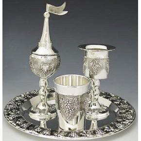 Grapes Silver Plated Havdalah Set of 4