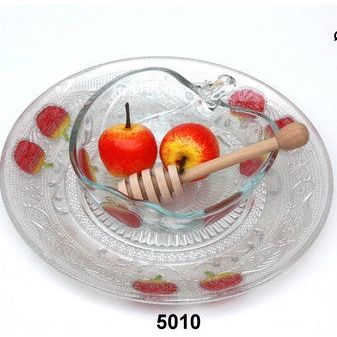 Artistic Glass Honey Dish "Apples" Set of 3 Hand Made in Israel By Racheli