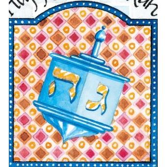 Chanukah Dreidel Design Acrylic Jewish Art Magnet by Mickie Caspi