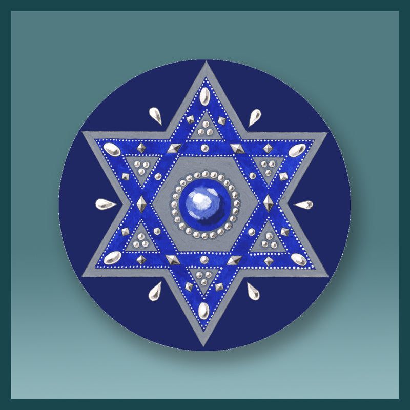 ROYAL BLUE STAR Acrylic Jewish ARt Magnet by Mickie Caspi 2" x 3"
