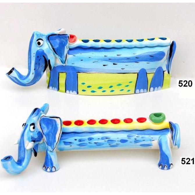 Colorful Handmade Ceramic Menorah Whimsical Elephant Hand Made in Israel by INNA Olshansky