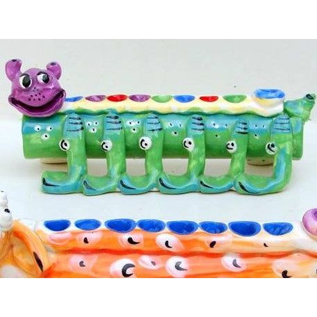 Colorful Handmade Ceramic Menorah Whimsical Hand Made in Israel by INNA Olshansky