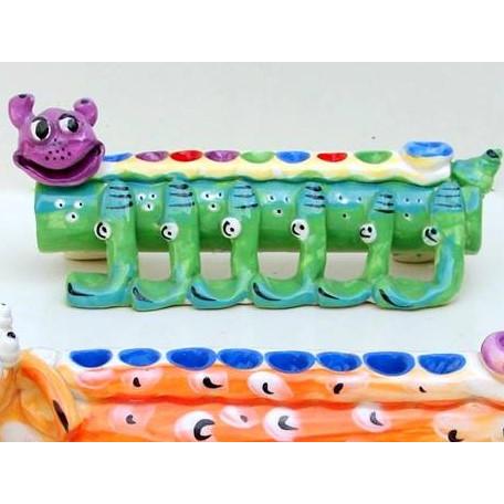 Colorful Handmade Ceramic Menorah Whimsical Hand Made in Israel by INNA Olshansky
