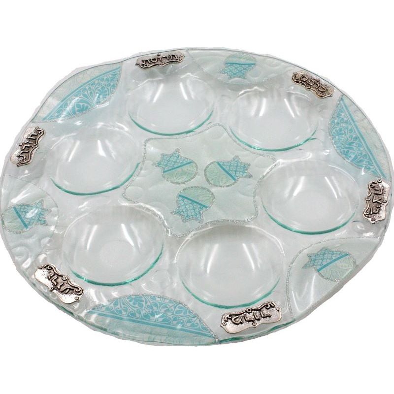 Artistic Glass Passover Seder Plate Made in Israel by Racheli