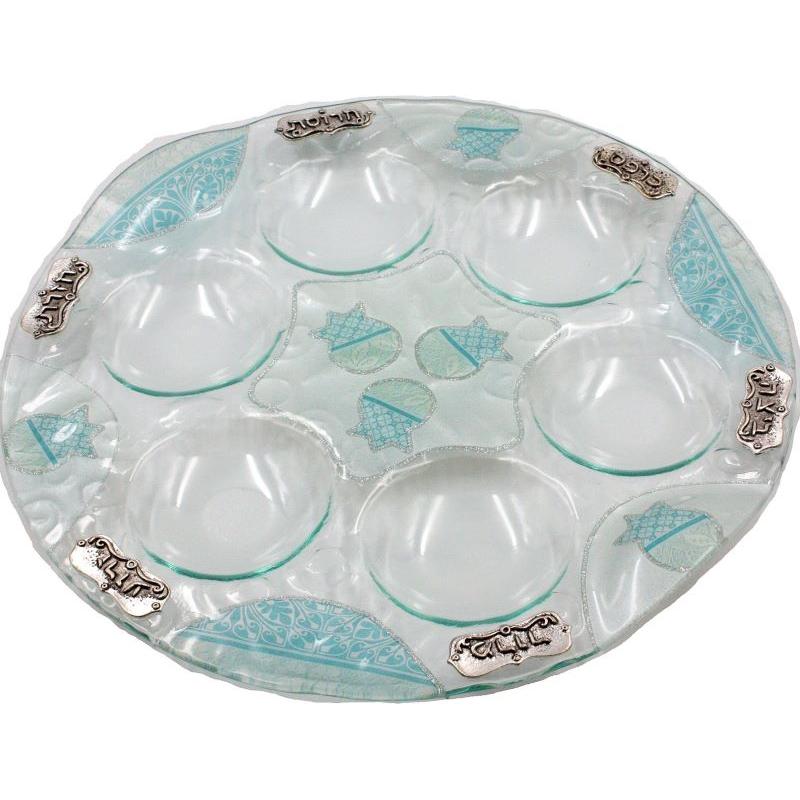 Artistic Glass Passover Seder Plate Made in Israel by Racheli