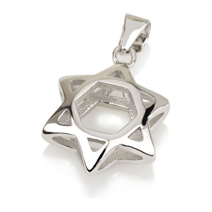 925 Sterling Silver Star of David Pendant Necklace Made in Israel