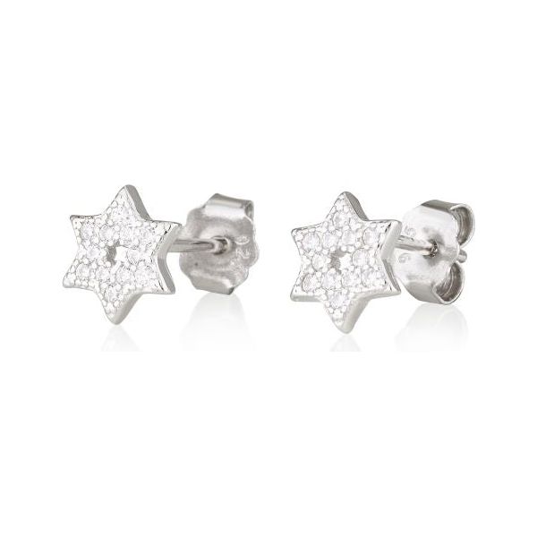 925 Sterling Silver CZ Earrings Set of 2 Made in Israel
