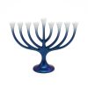 Contemporary Design Tree Metal Menorah in  BLUE / WHITE By Meir Cohen, Israel