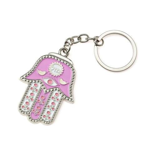 Enamel Pewter Mazal Hamsa Jewish Metal Keychain Colors vary Made in Israel