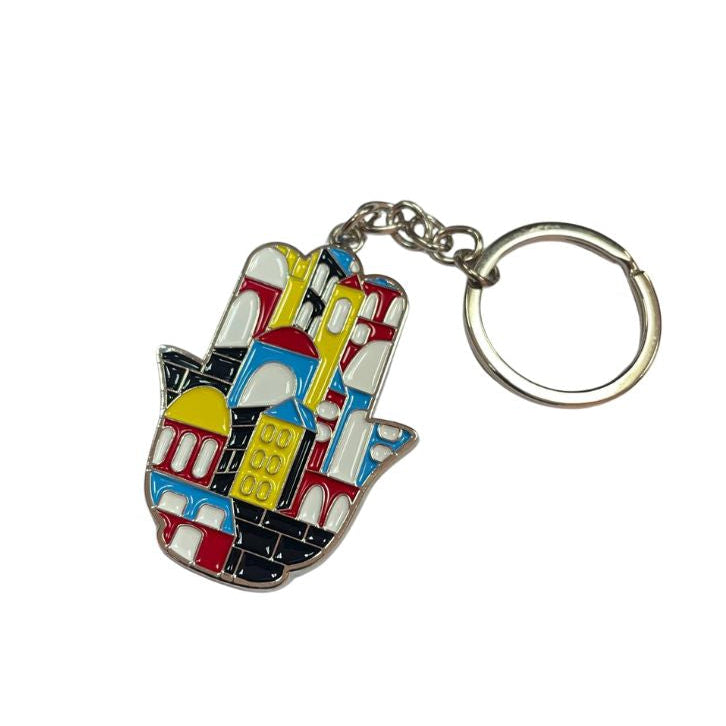 Jerusalem Colorful Hamsa Key Chain Enamel Key Holder