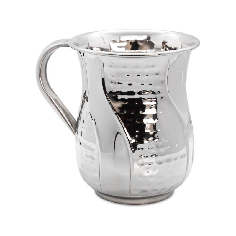 Contemporary Design Stainless Steel Hammered Netilat Yadaim Washing Cup by Meir Cohen