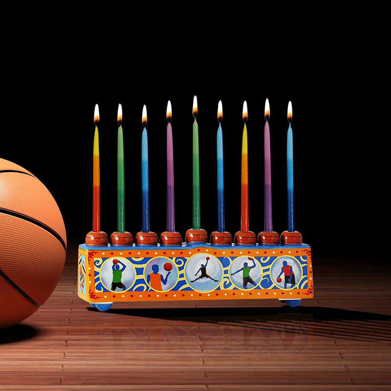 Ceramic Collectible Sports Menorah Basketball 1'' L x 3.75'' H x 2.25'' D Designed by Yoel Judowitz.