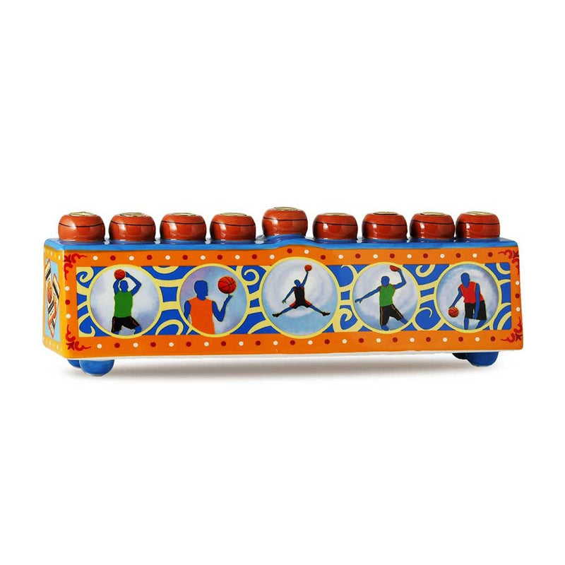 Ceramic Collectible Sports Menorah Basketball 1'' L x 3.75'' H x 2.25'' D Designed by Yoel Judowitz.