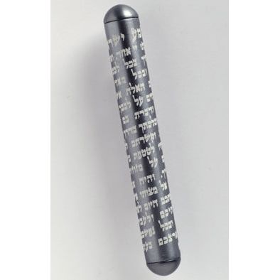 Contemporary Artistic Mezuzah Parsha Gray Tubular Aluminum Collection Kosher Parchment Included