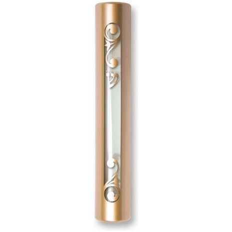 Modern Transparent Design Mezuzah in Red Gold 6" Made in ISRAEL by KFIR Kosher Parchment included