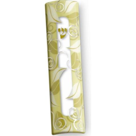 Leaves Pattern Designer Mezuzah 4" Made in ISRAEL by KFIR Judaica Kosher Parchment included