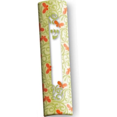 Butterfly Pattern Designer Mezuzah 4" by KFIR Judaica Made in ISRAEL Kosher Parchment Included
