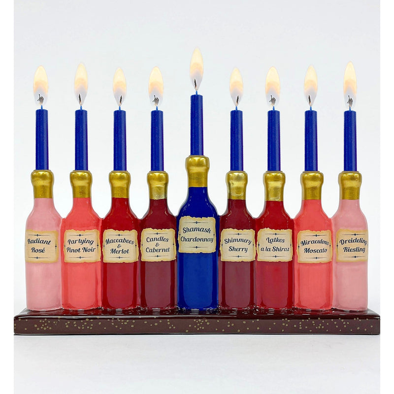 Fine Wines Hand Painted Ceramic Menorah 11.50" l x 2.25" w x 5.75"