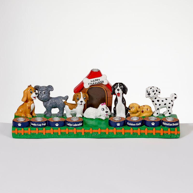 Dog Lovers -  Hand Painted Resin Chanukah Menorah