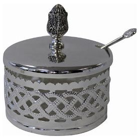 Decorative Silver Plated / Glass Dish May be used for Honey or Horseraddish