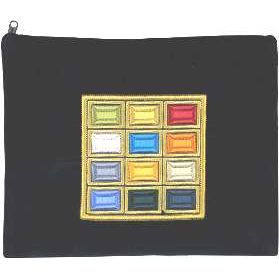 Priestly Breastplate Multicolored Embroidery Velvet Tallit Bag 13.5" x 11"