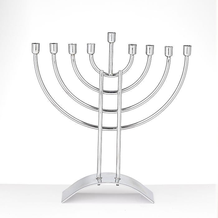 Traditional Steel Chanukah  Menorah Polished Steel Silver Finish Great Price!