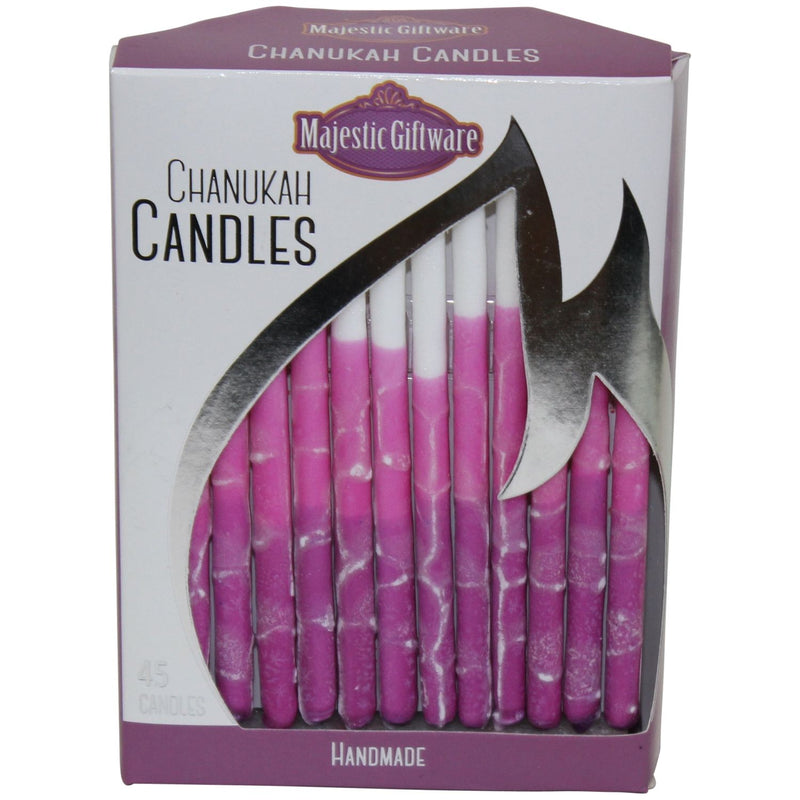 Executive Collection Chanukah Candles Purple Pink White Hand Made 45 Pack