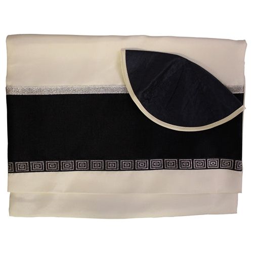 sold out Navi Dar Blue Applique Viscose Designer Tallit Set Made in Israel by Galilee Silks