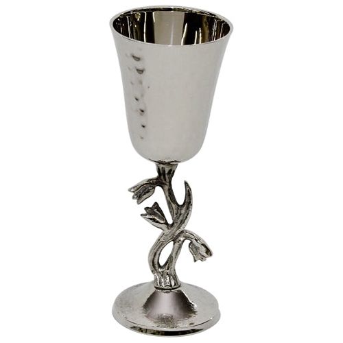 Olives Hammered Nickel Kiddush Cup 6.75" H Goblet Design may vary