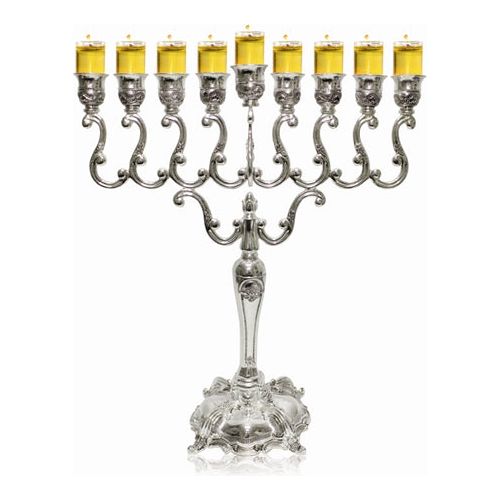 Large Silver Plated Oil Chanukah Menorah 20"