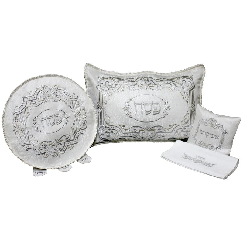 4 Piece Pesach Set Matzah Aficoman Covers Pillow Case Made of Brocade