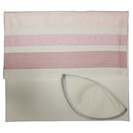 Shades of Pink Stripes Viscose Women's Girl's Tallit Talis Hand Made in Israel By Ronit Gur