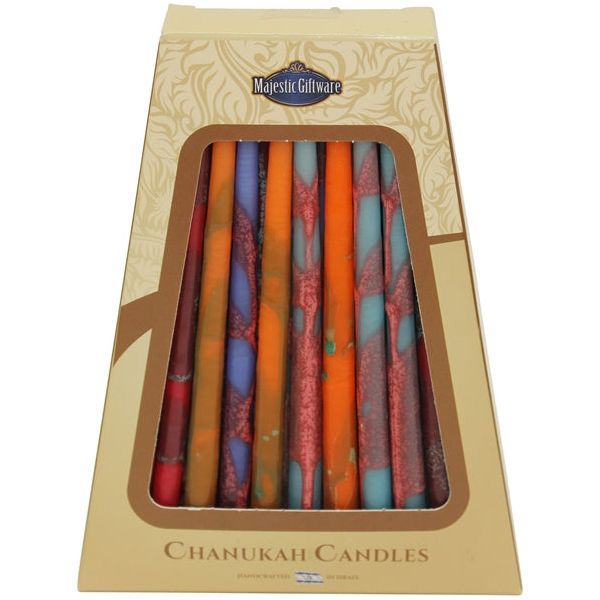 Multicolored Safed Chanukah Candles Premium Hand Decorated Made in Israel