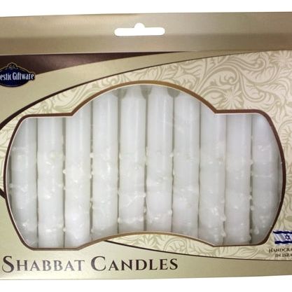 Safed Shabbat Candles "White Drops" 5.5" Set of 12 Hand Made in Israel