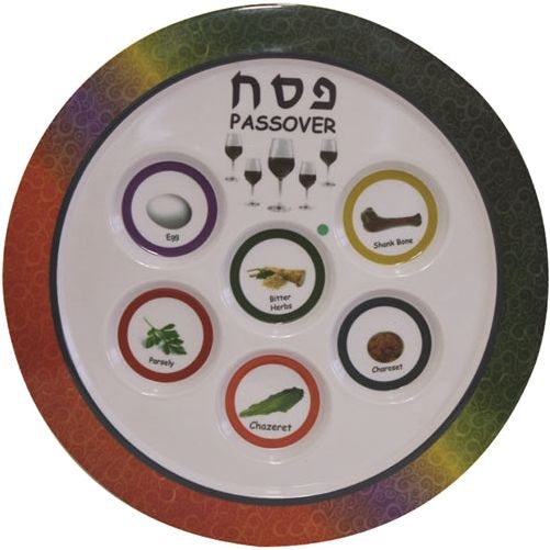 Melamine Passover Pesach Colorful Seder Plate The Symbols of the Seder