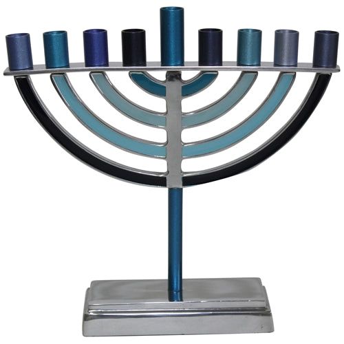 Emanuel Small Classic Aluminum Menorah "All shades of Blue" 6.75" High