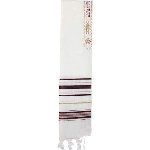Men's Tallis Tallit 100% Wool with Maroon Gold  Stripes Gold Embroidered Atara