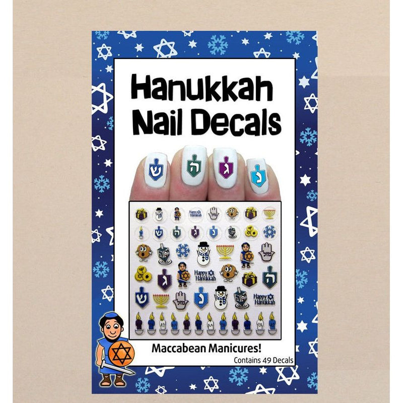 Midrash Manicures Chanukah Symbols Nail Decals: Menorah, Dreidel, Candles and more Set of 49