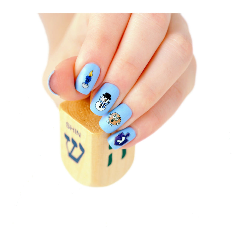 Midrash Manicures Chanukah Symbols Nail Decals: Menorah, Dreidel, Candles and more Set of 49
