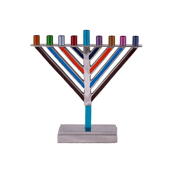 Multicolor Small Chanukah Menorah Rambam 7.5" x 6.4"